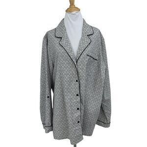 Nordstrom Lingerie Pajama Shirt Women Plus Size 2X Notch Collar Button Night Top